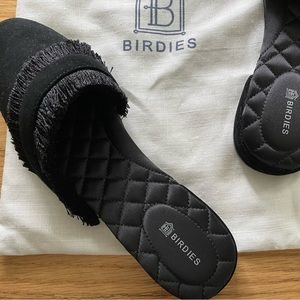 Brand new Birdies Songbird mule with fringe in black.
